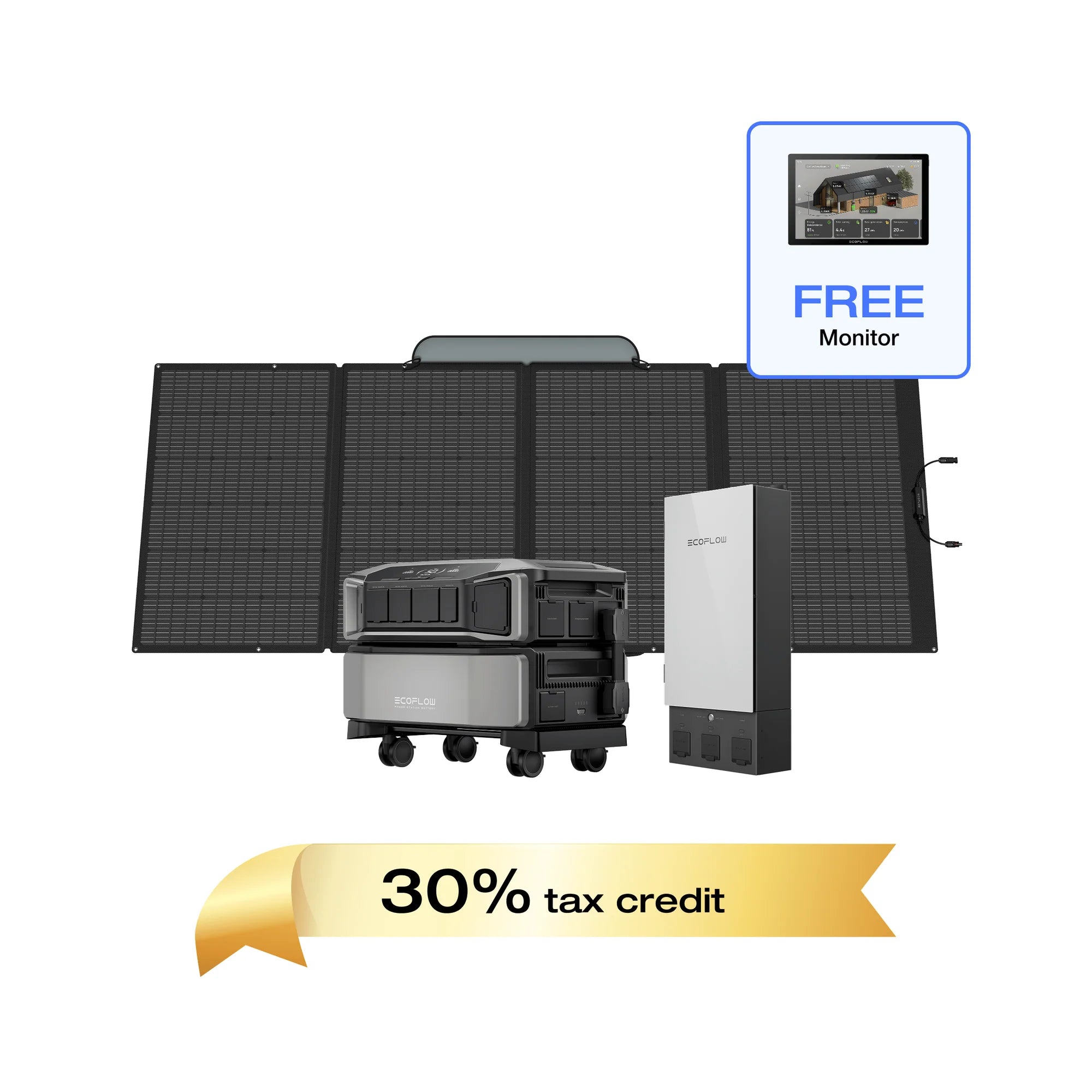 EcoFlow DELTA Pro Ultra + Smart Home Panel 2 + 400W Portable Solar Panel + Free Monitor