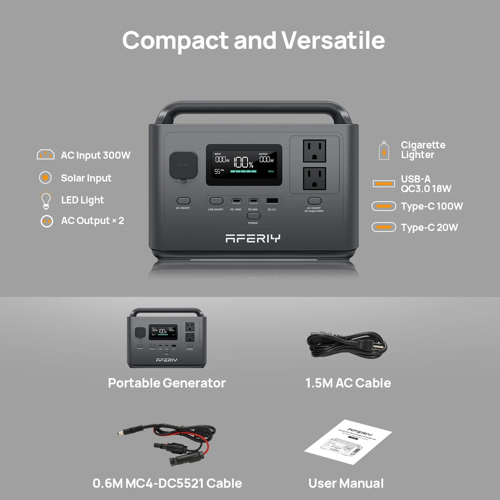 AFERIY P040 Portable Power Station | 400W 256Wh