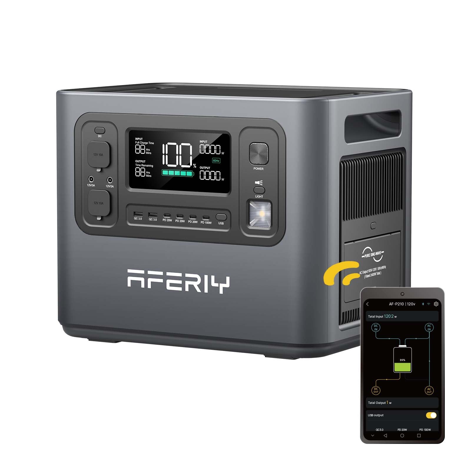AFERIY P210 Portable Power Station 2400W 2048Wh Silver