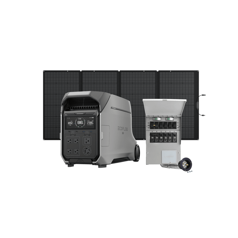 EcoFlow DELTA Pro 3 Portable Power Station + 400W Portable Solar Panel + Transfer Switch (306A)