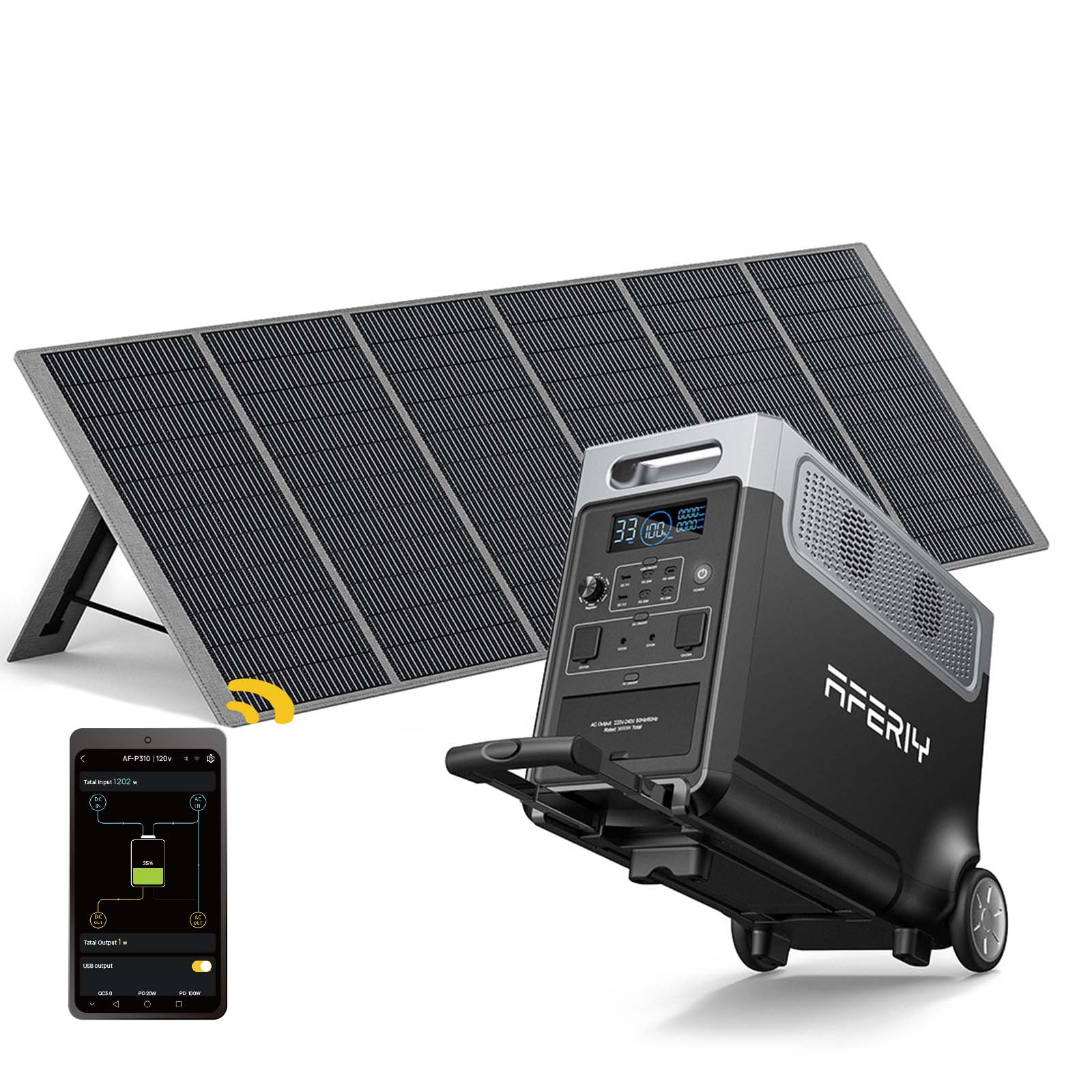 AFERIY P310 3600W Solar Generator Kit with 3840Wh Expansion Battery
