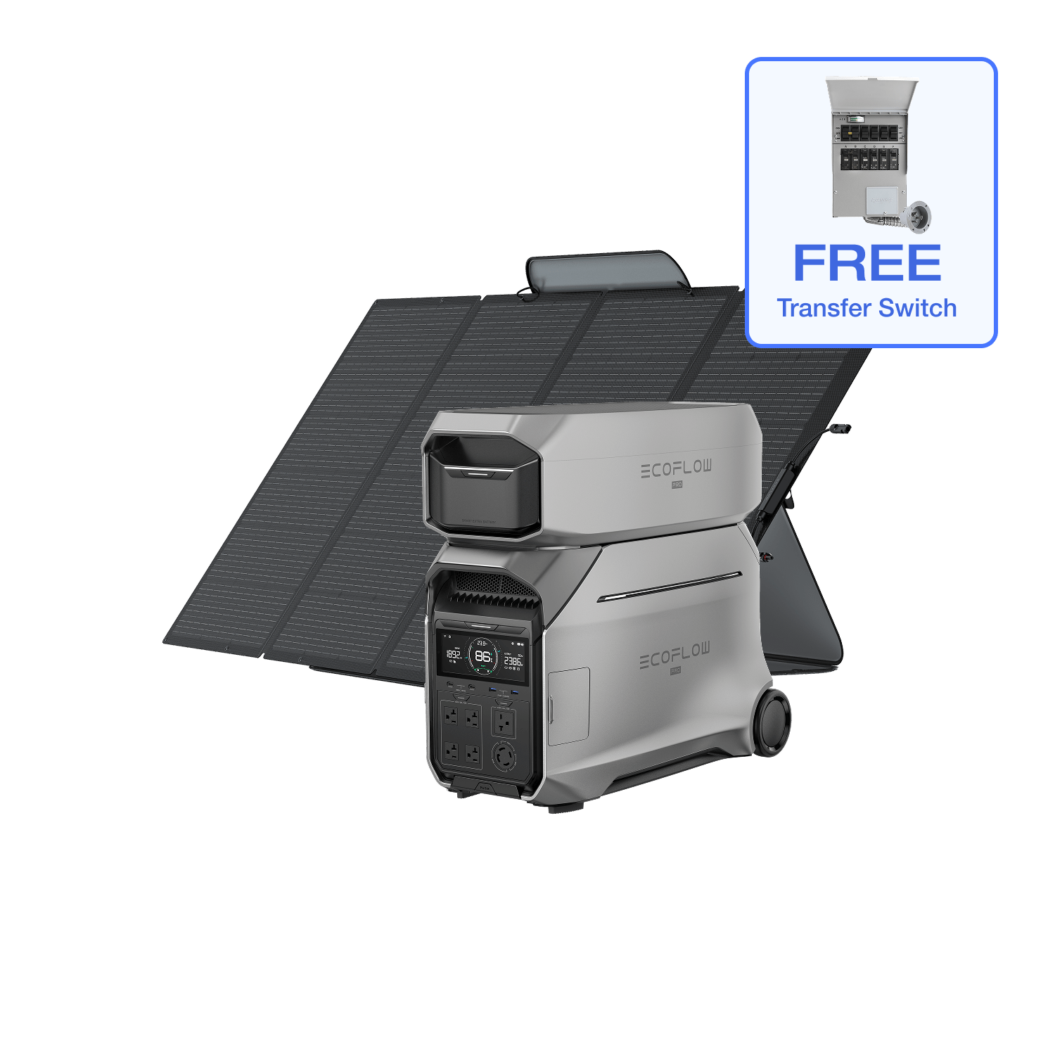 EcoFlow DP3 DELTA Pro 3 + Extra Battery + 400W Portable Solar Panel + Free Transfer Switch EcoFlow DELTA Pro 3 Portable Power Station (UL9540 Certificated)